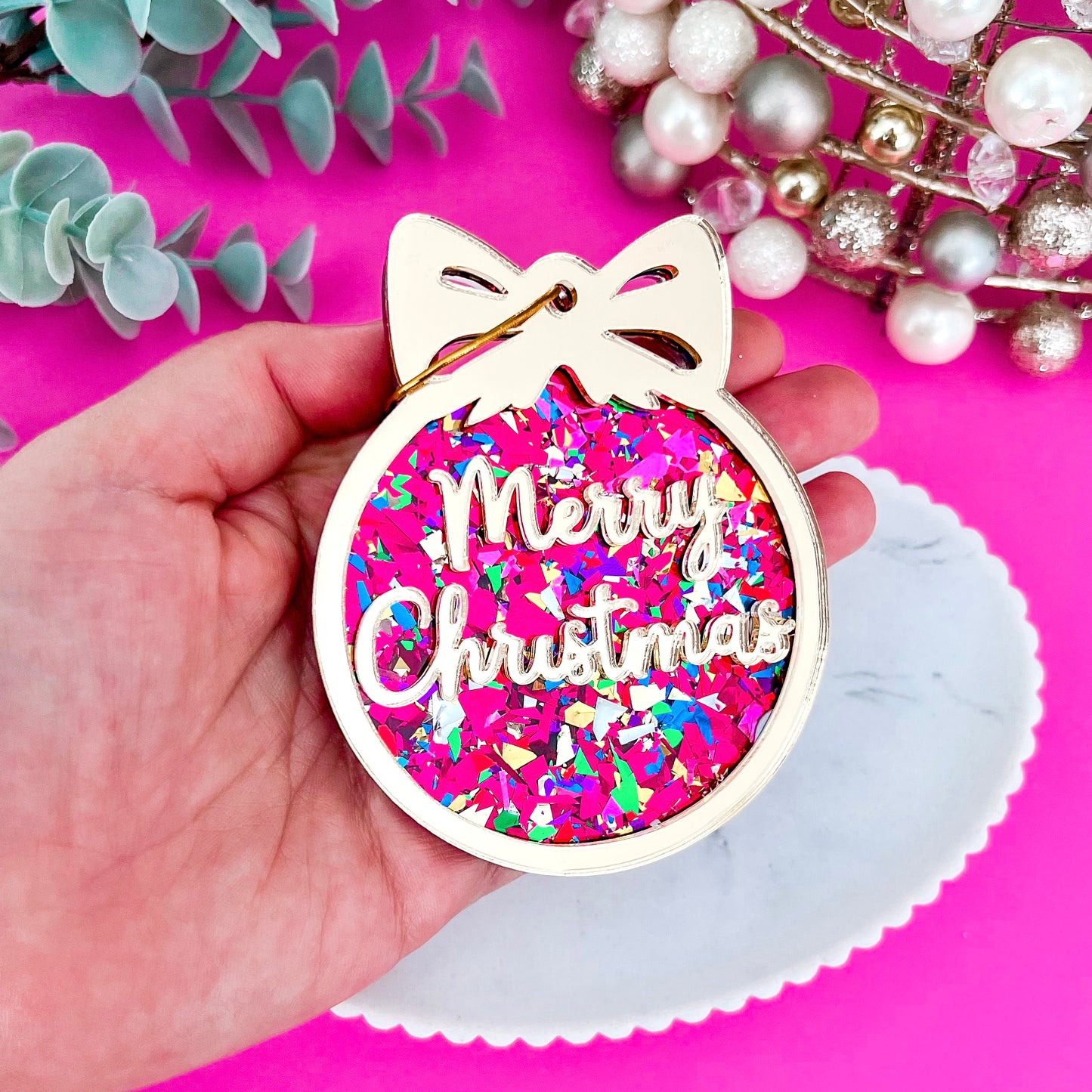 Pink Rainbow “Merry Christmas” Ornament 2025 **PRE-ORDER**