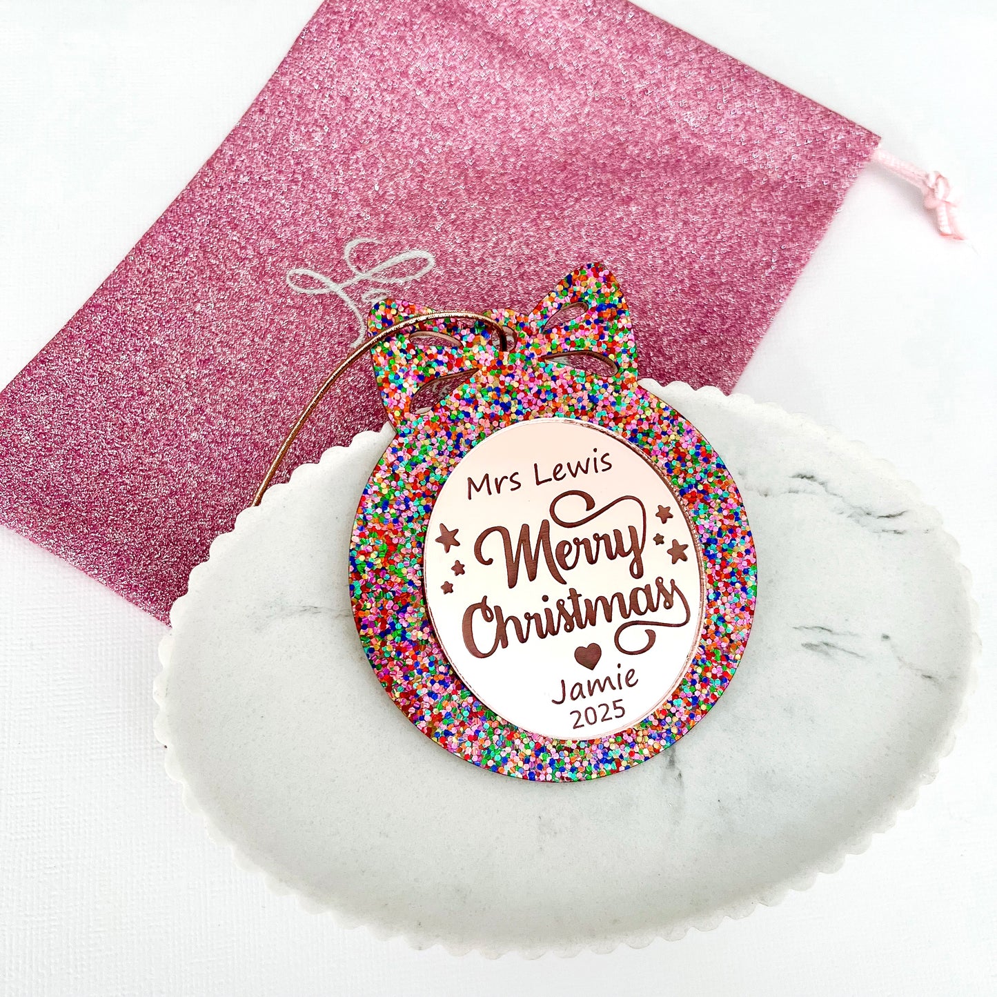Confetti Personalised Teacher Christmas Bauble **PRE-ORDER** 2025