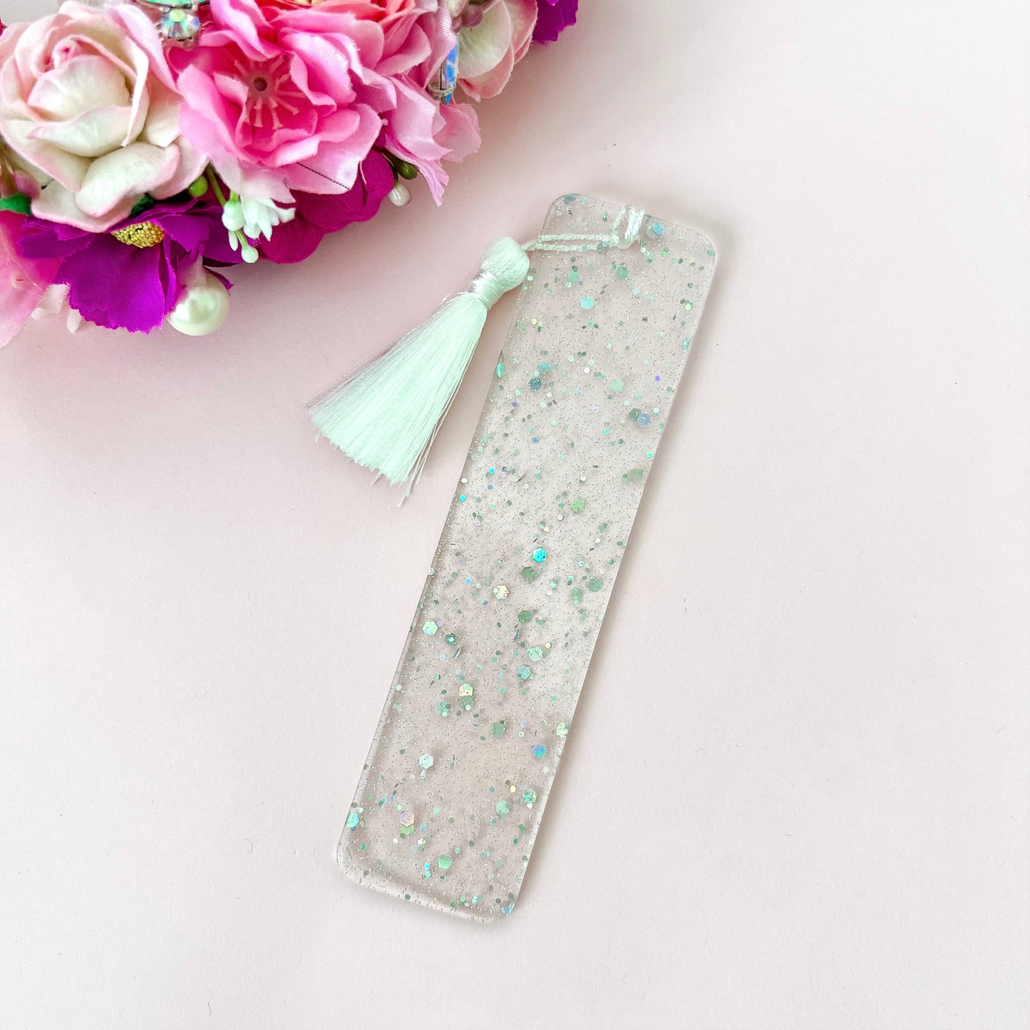 Glitter Acrylic Bookmark - Silver