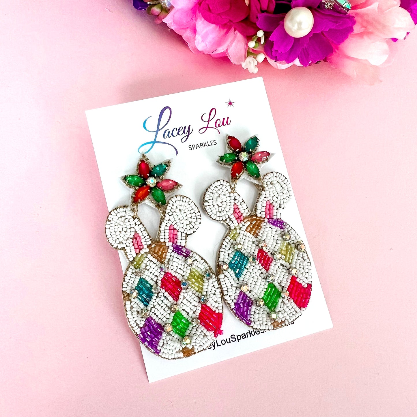 Beaded Bunny-Easter Egg Earrings
