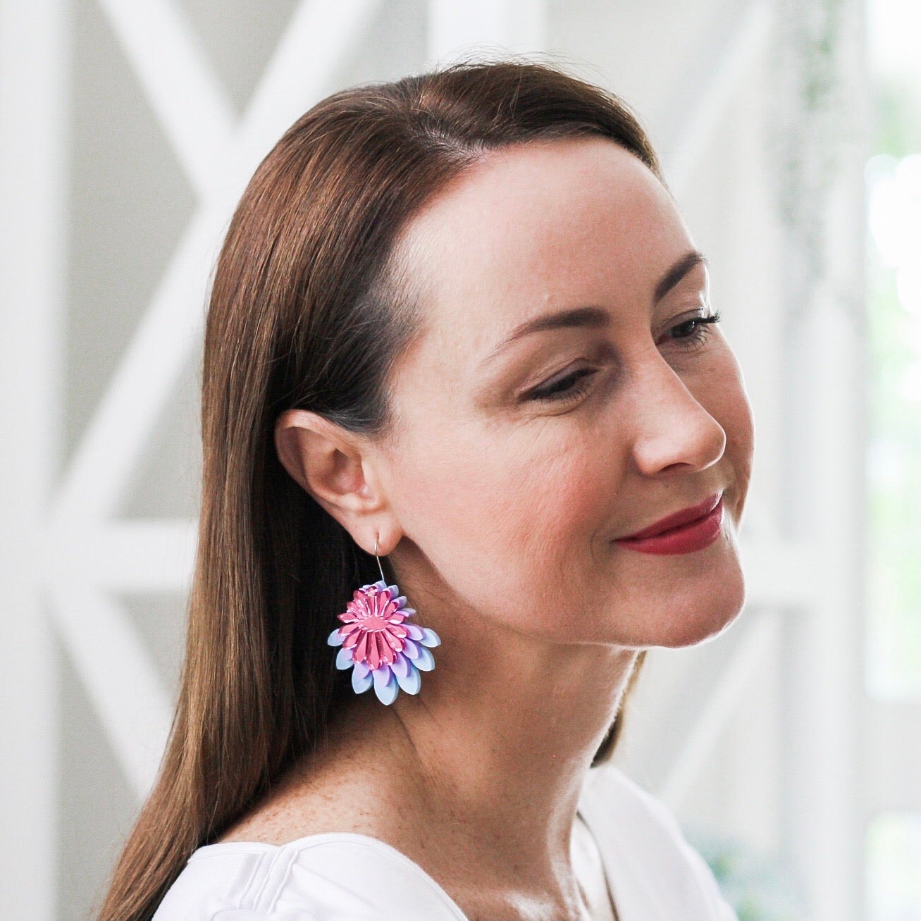 Large Flower Frill Statement Earrings - Black | Bronze | Rose Gold - Lacey Lou Sparkles
