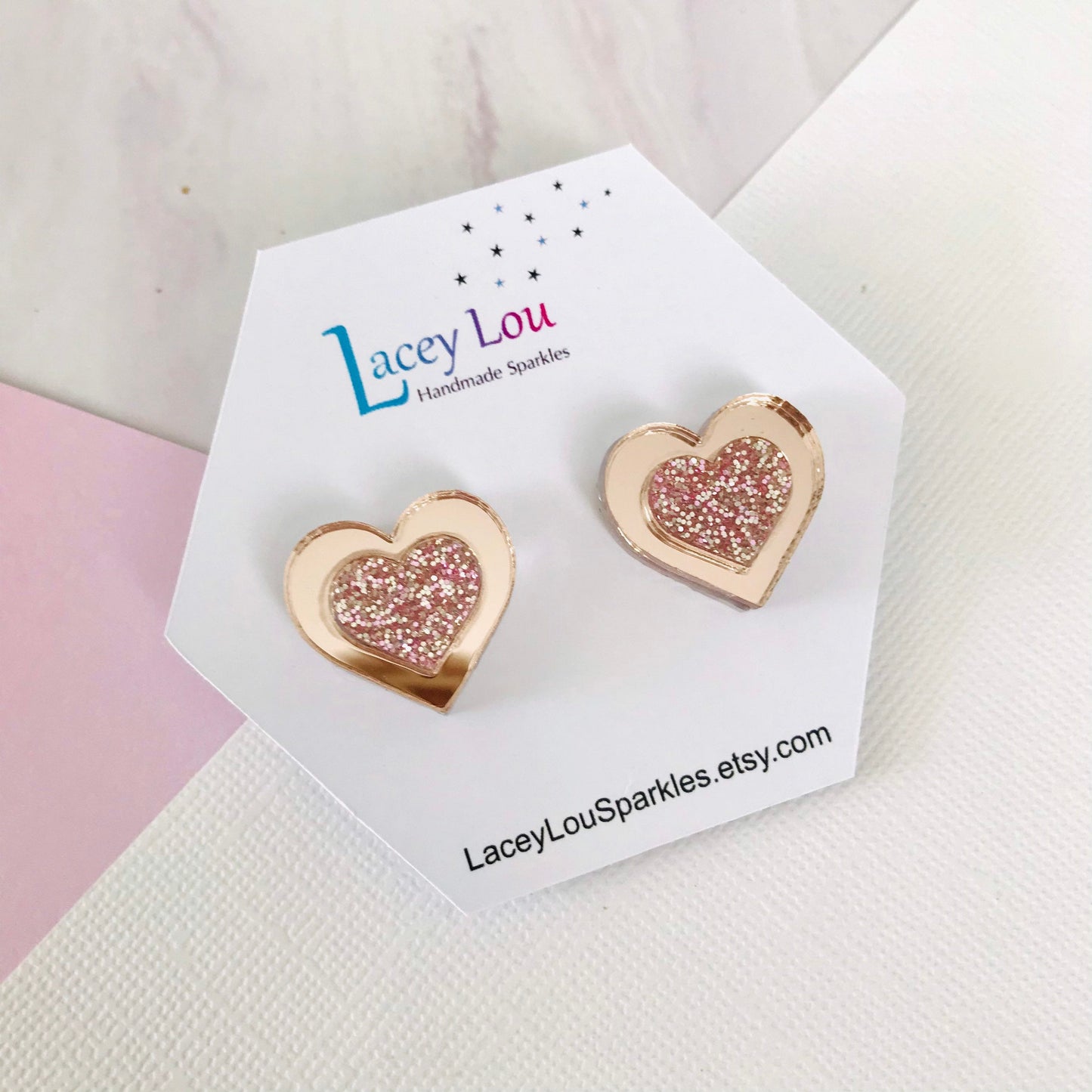 Medium Framed Love Heart Studs.