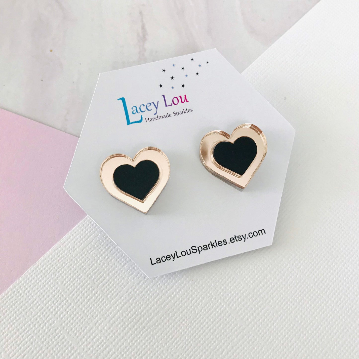 Medium Framed Love Heart Studs.