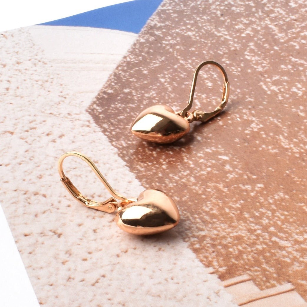 Aaliyah Tiny Heart Drop French Book Earrings - Gold - Lacey Lou Sparkles