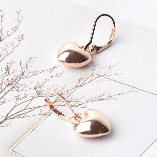 Aaliyah Tiny Heart Drop French Book Earrings - Rose Gold - Lacey Lou Sparkles
