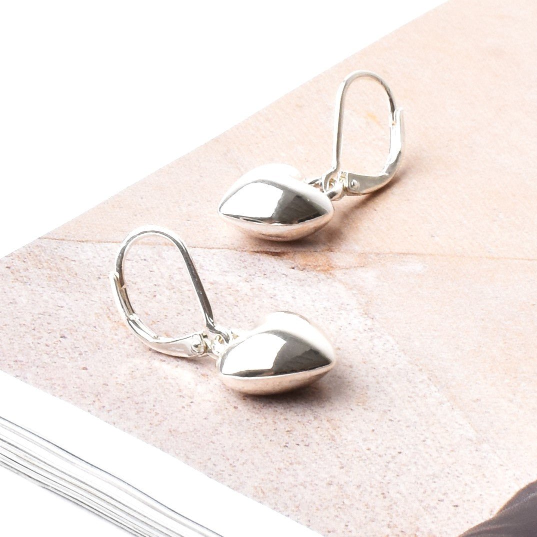 Aaliyah Tiny Heart Drop French Book Earrings - Silver - Lacey Lou Sparkles