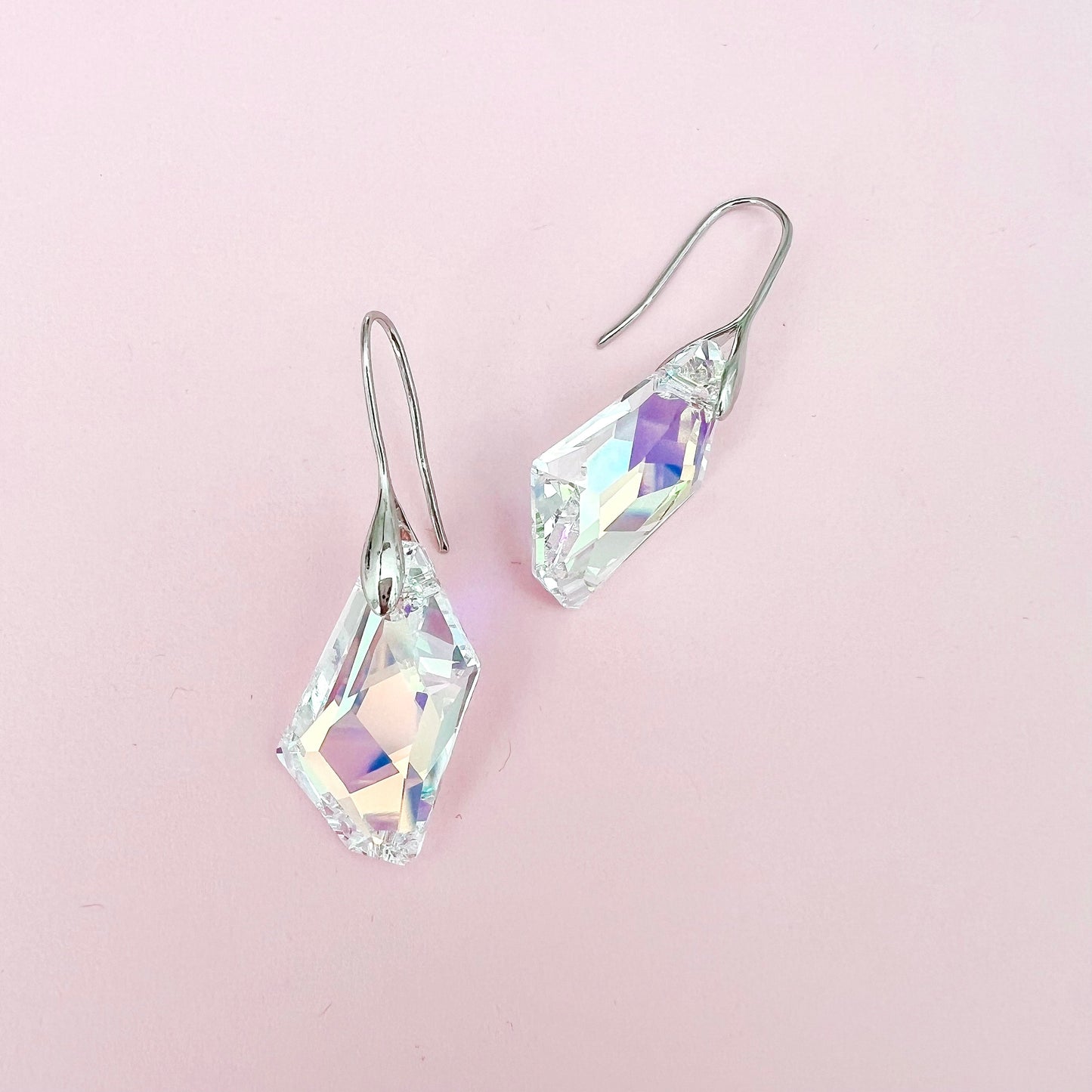 AB Iridescent De-art Austrian Crystal Hook Earrings - Lacey Lou Sparkles