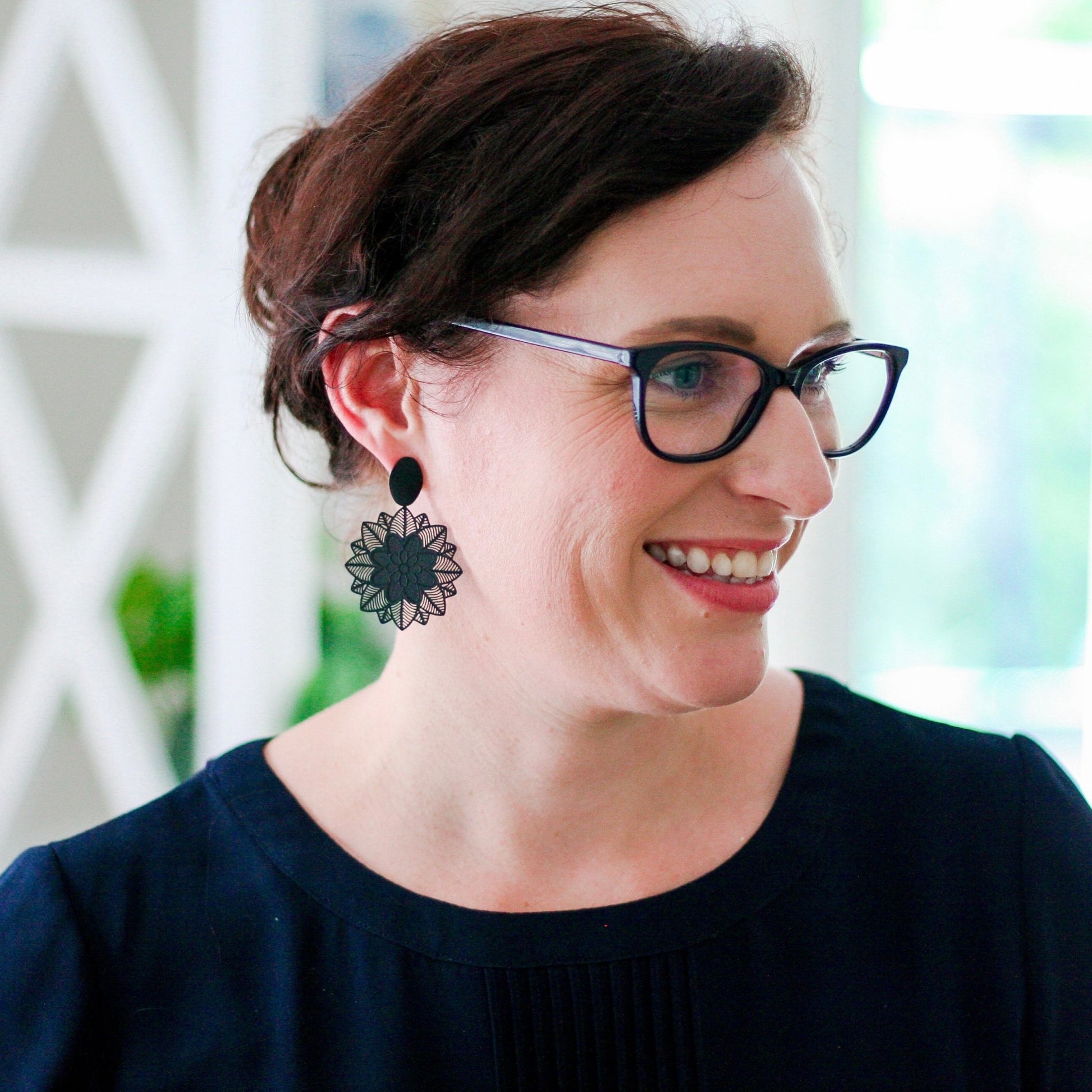 Abby Black Lace Statement Dangles - Lacey Lou Sparkles