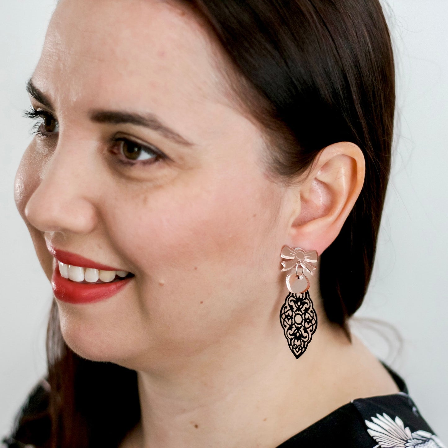 Adeleine Black Lace Statement Dangles - Lacey Lou Sparkles
