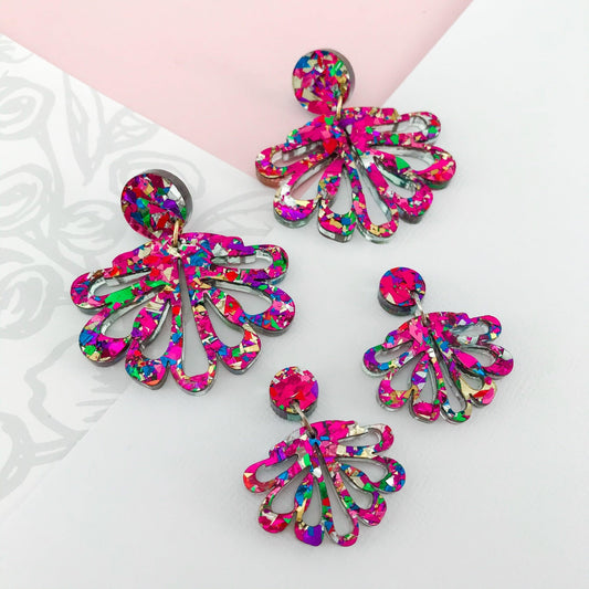 Baby Ice Blue Chandelier Dangles - Statement Acrylic Earrings - Lacey Lou Sparkles