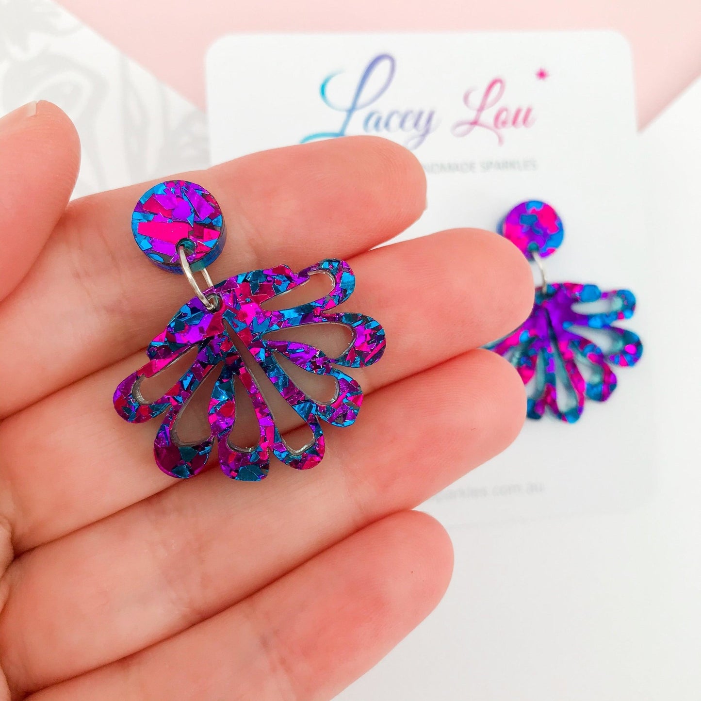 Baby Midnight Blue Chandelier Dangles - Statement Acrylic Earrings - Lacey Lou Sparkles
