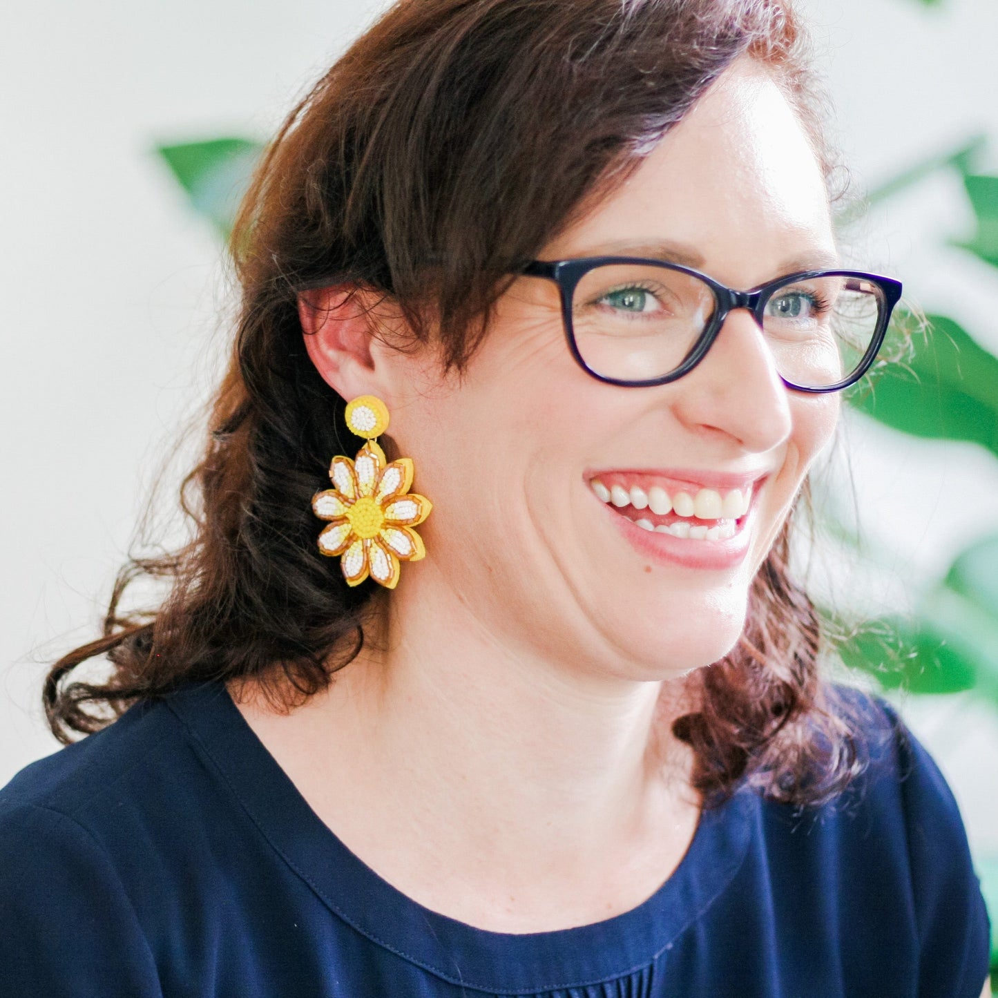 Beaded Yellow Sunflower Statement Earrings - Lacey Lou Sparkles