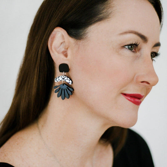 Black Statement Dangle Acrylic Earrings - Lacey Lou Sparkles
