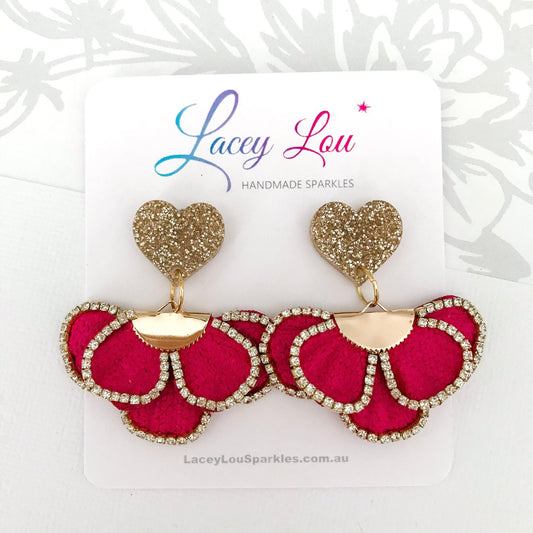 Blingy Frilly Tassel Earrings - Fuchsia - Lacey Lou Sparkles