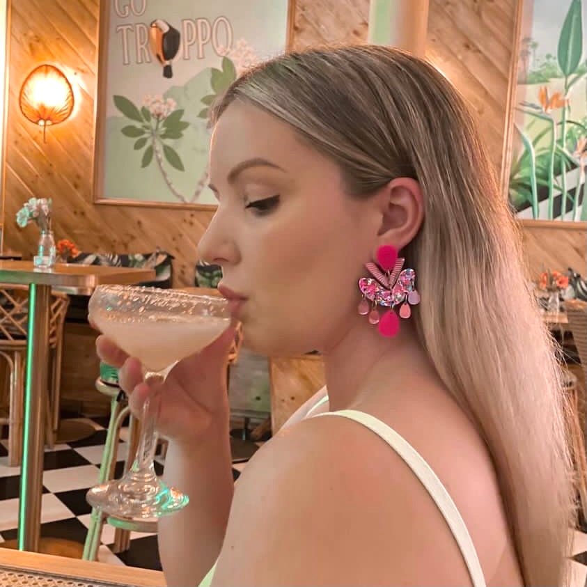 Blue Multicolour Chandelier Dangles - Statement Acrylic Earrings - Lacey Lou Sparkles