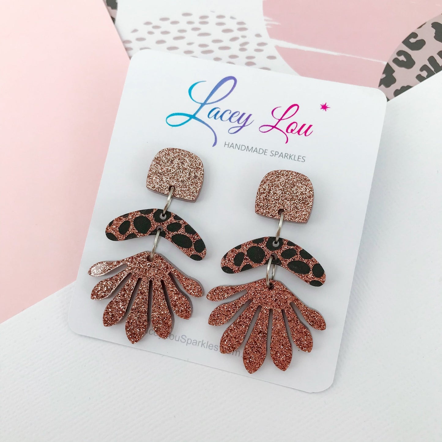 Bronze Glitter Statement Dangles - Lacey Lou Sparkles