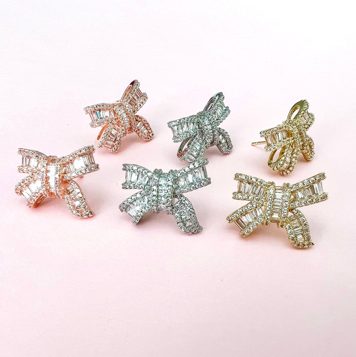 Charlotte Gold Bow Stud Earrings - Lacey Lou Sparkles