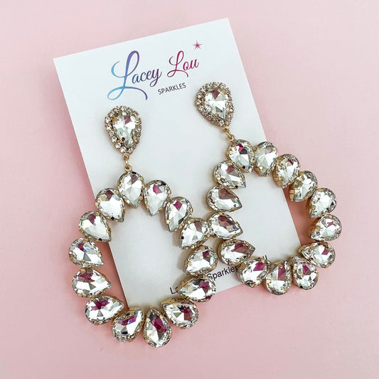 CLEARANCE Liv Rhinestone Statement Dangles - Crystal - Lacey Lou Sparkles