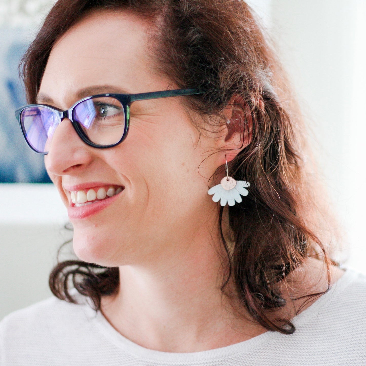 CLEARANCE Pastel Blue Bloom Flower Hoop - Dangle Acrylic Earring - Lacey Lou Sparkles