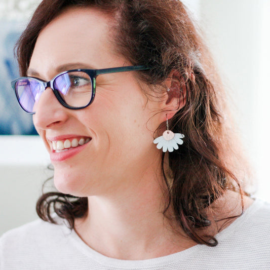 CLEARANCE Pastel Blue Bloom Flower Hoop - Dangle Acrylic Earring - Lacey Lou Sparkles