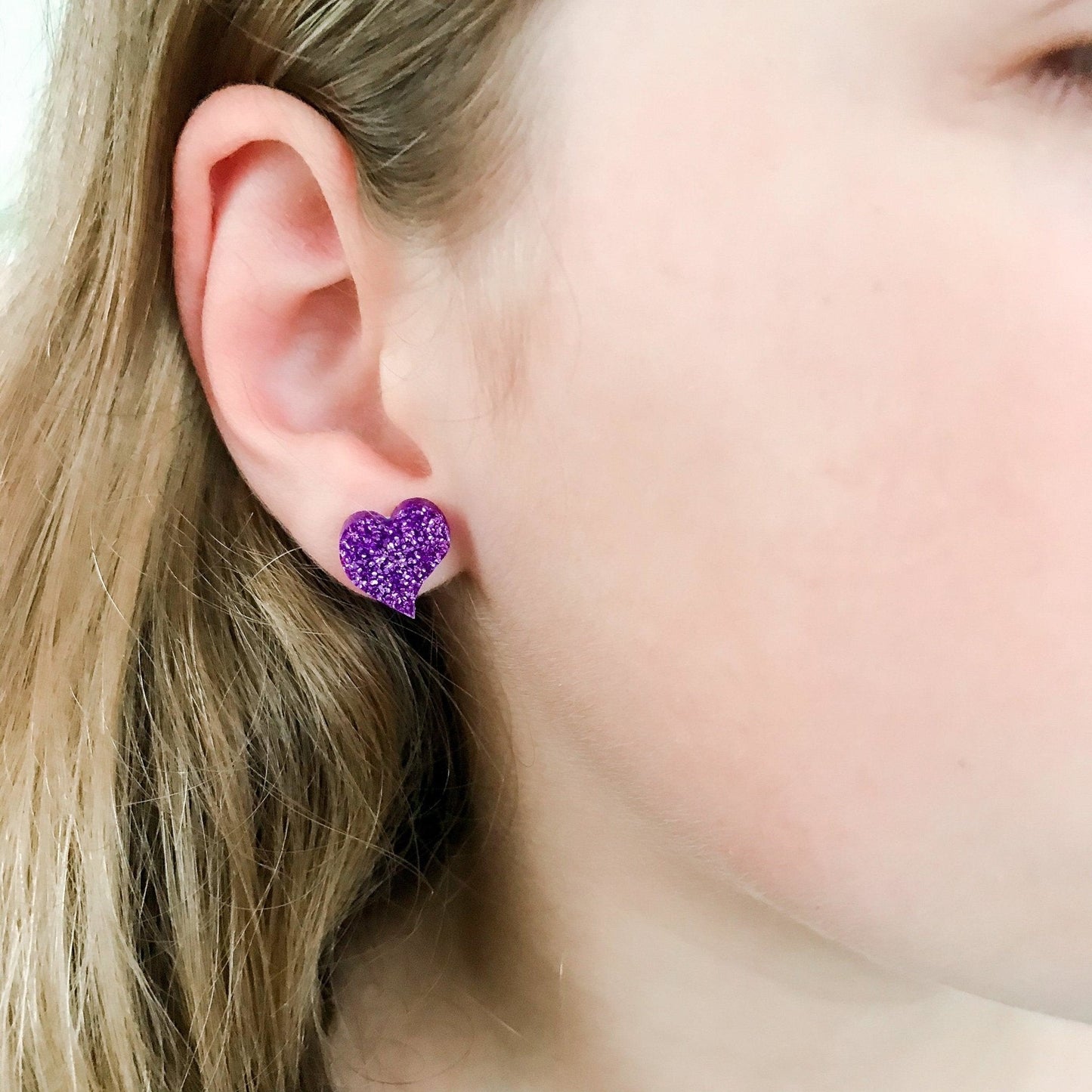 CLEARANCE Rainbow Abstract Heart Acrylic Stud - Lacey Lou Sparkles