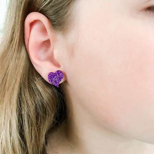 CLEARANCE Rainbow Abstract Heart Acrylic Stud - Lacey Lou Sparkles