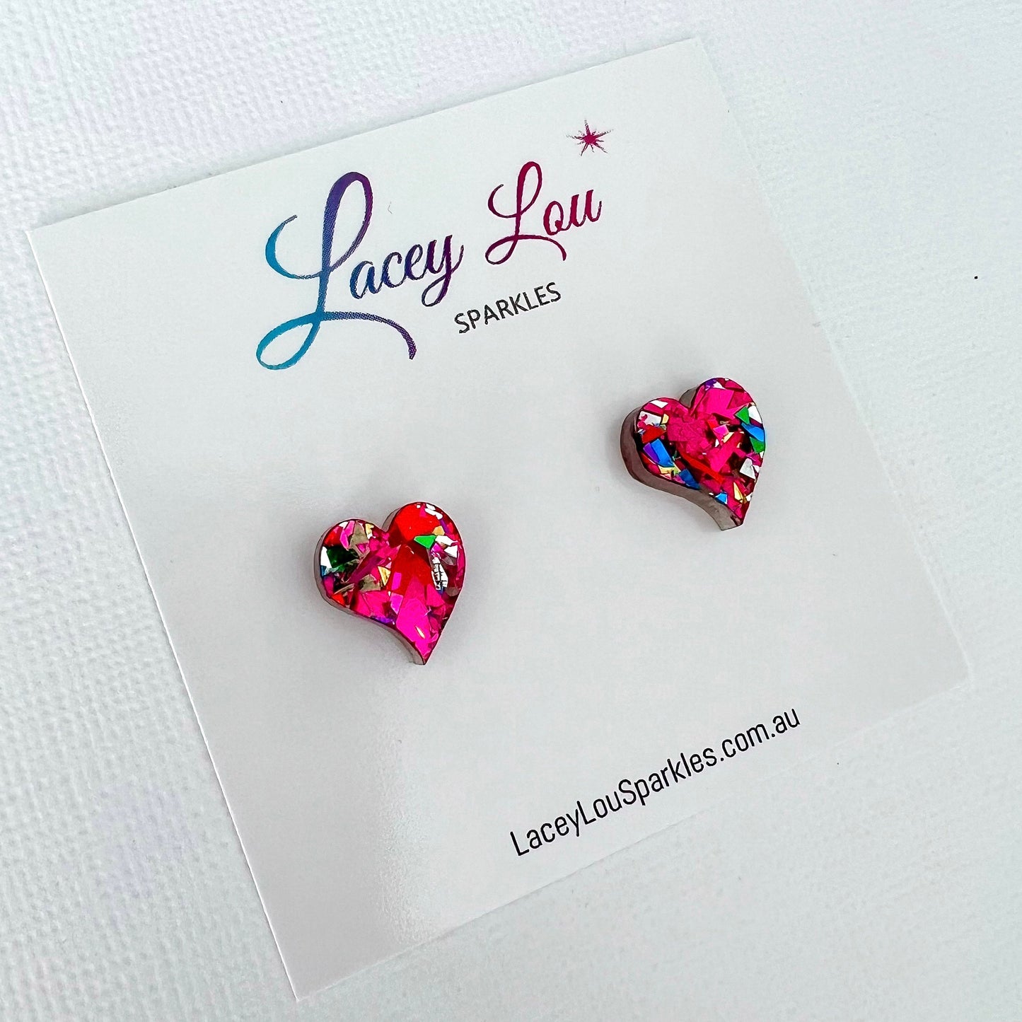 CLEARANCE Rainbow Abstract Heart Acrylic Stud - Lacey Lou Sparkles