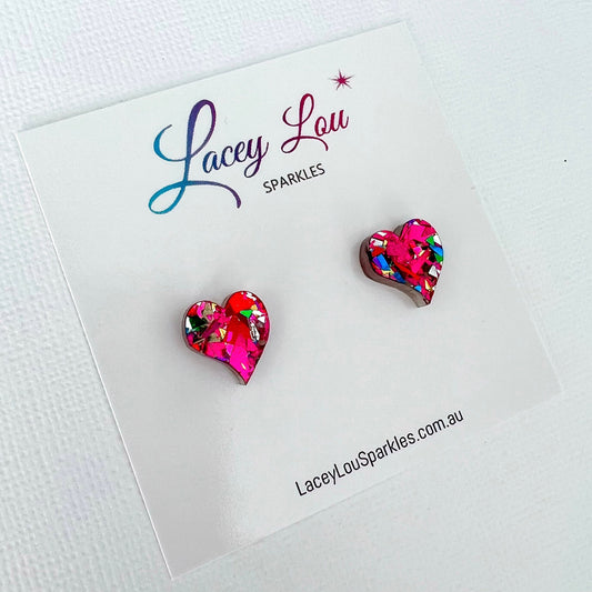 CLEARANCE Rainbow Abstract Heart Acrylic Stud - Lacey Lou Sparkles