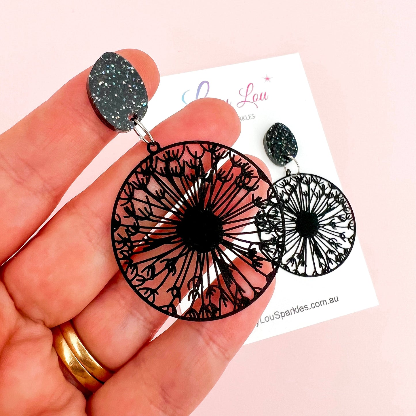 Courtney Black Lace Statement Dangles - Lacey Lou Sparkles