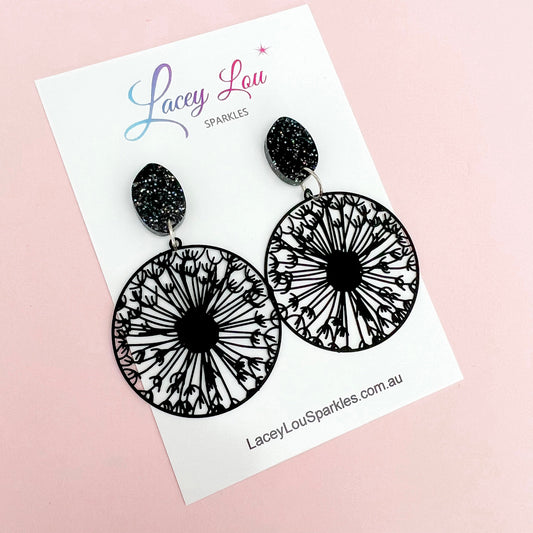 Courtney Black Lace Statement Dangles - Lacey Lou Sparkles