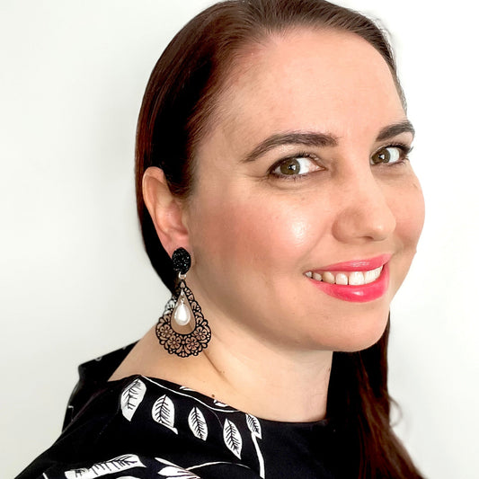 Diana Black Lace + Pearl Statement Dangles - Lacey Lou Sparkles