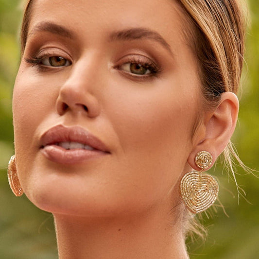 Erika Gold Heart Beaded Heart Earring - Lacey Lou Sparkles