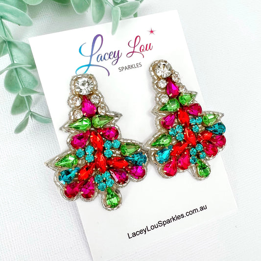 Extra Large Rhinestone Christmas Stud Earrings - Lacey Lou Sparkles