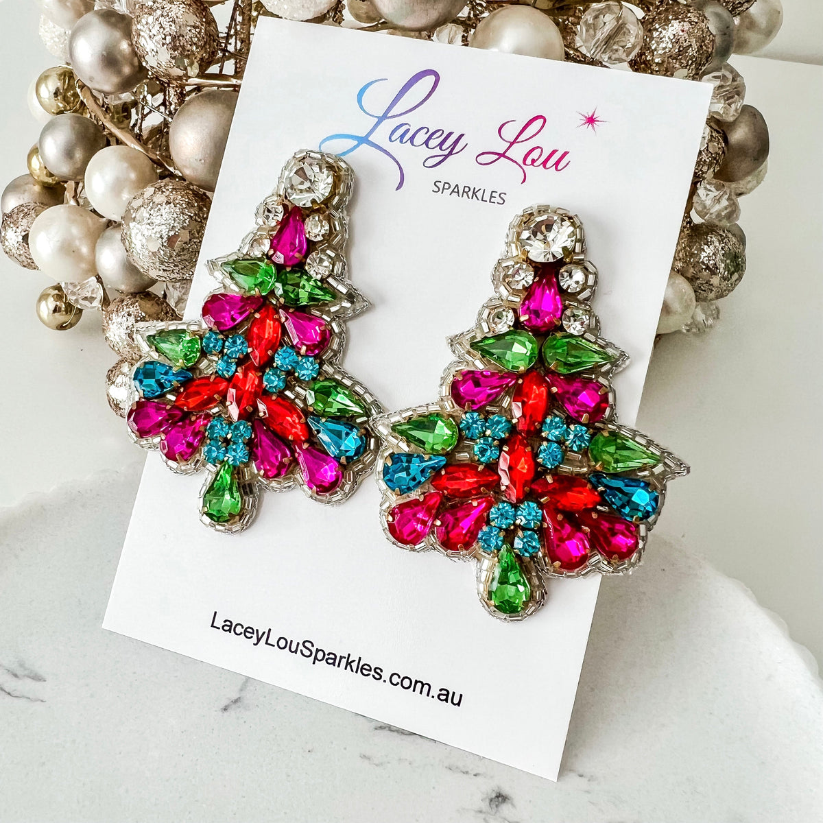 Extra Large Rhinestone Christmas Stud Earrings - Lacey Lou Sparkles