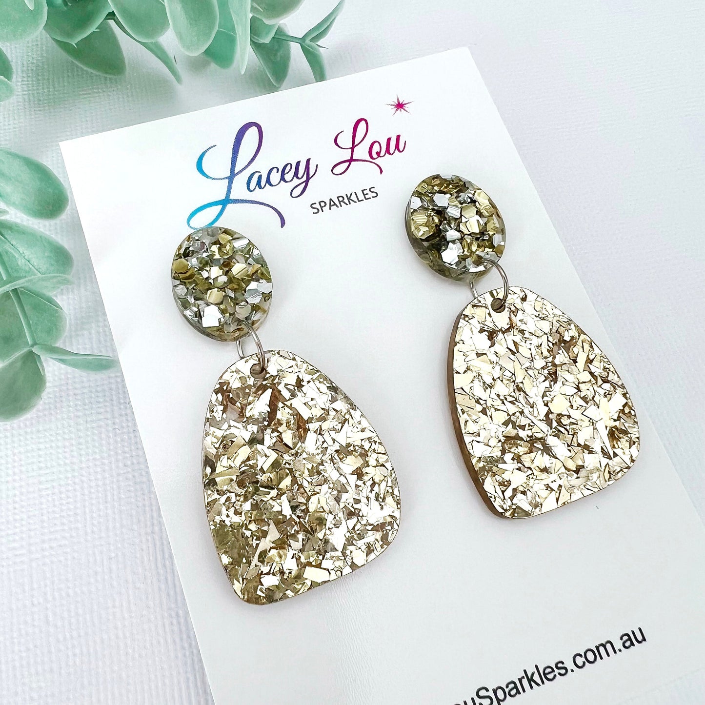 Gold Christmas Abstract Dangles - Lacey Lou Sparkles