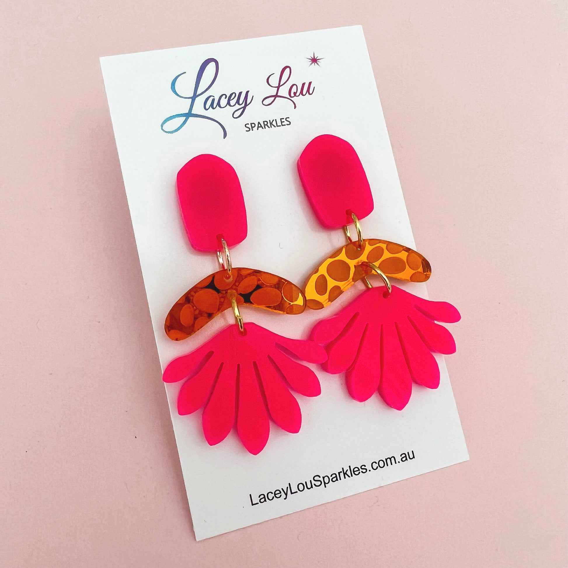 Hot Pink Statement Acrylic Dangles - Lacey Lou Sparkles