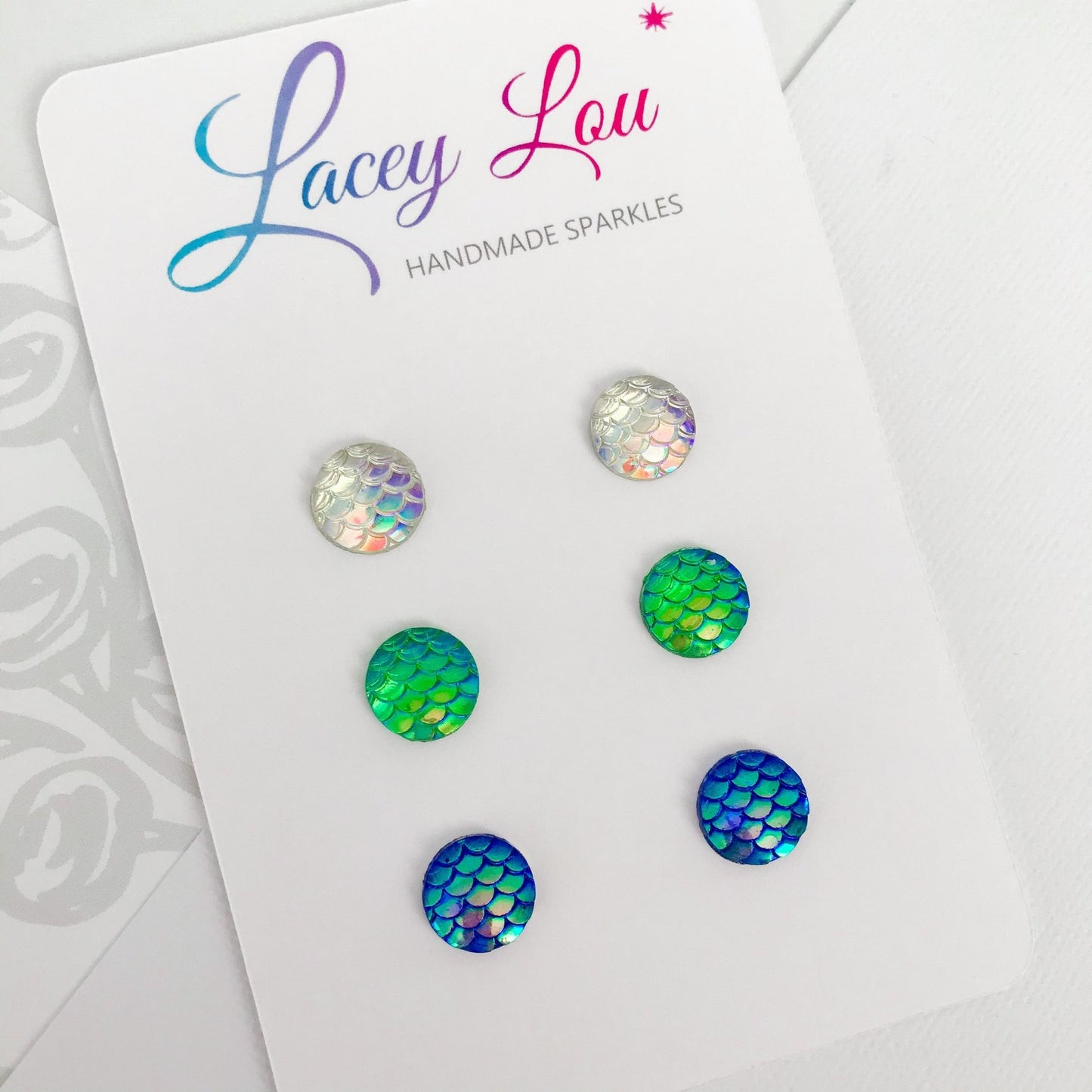 Iridescent Mermaid Stud Set - Lacey Lou Sparkles