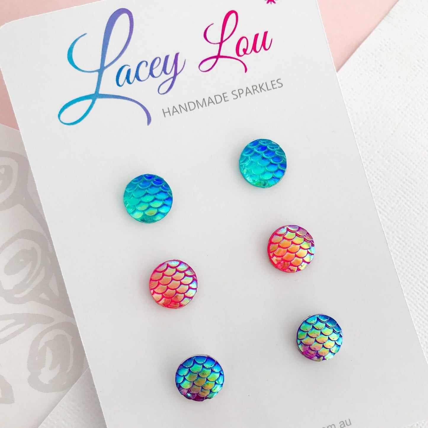 Iridescent Mermaid Stud Set - Lacey Lou Sparkles
