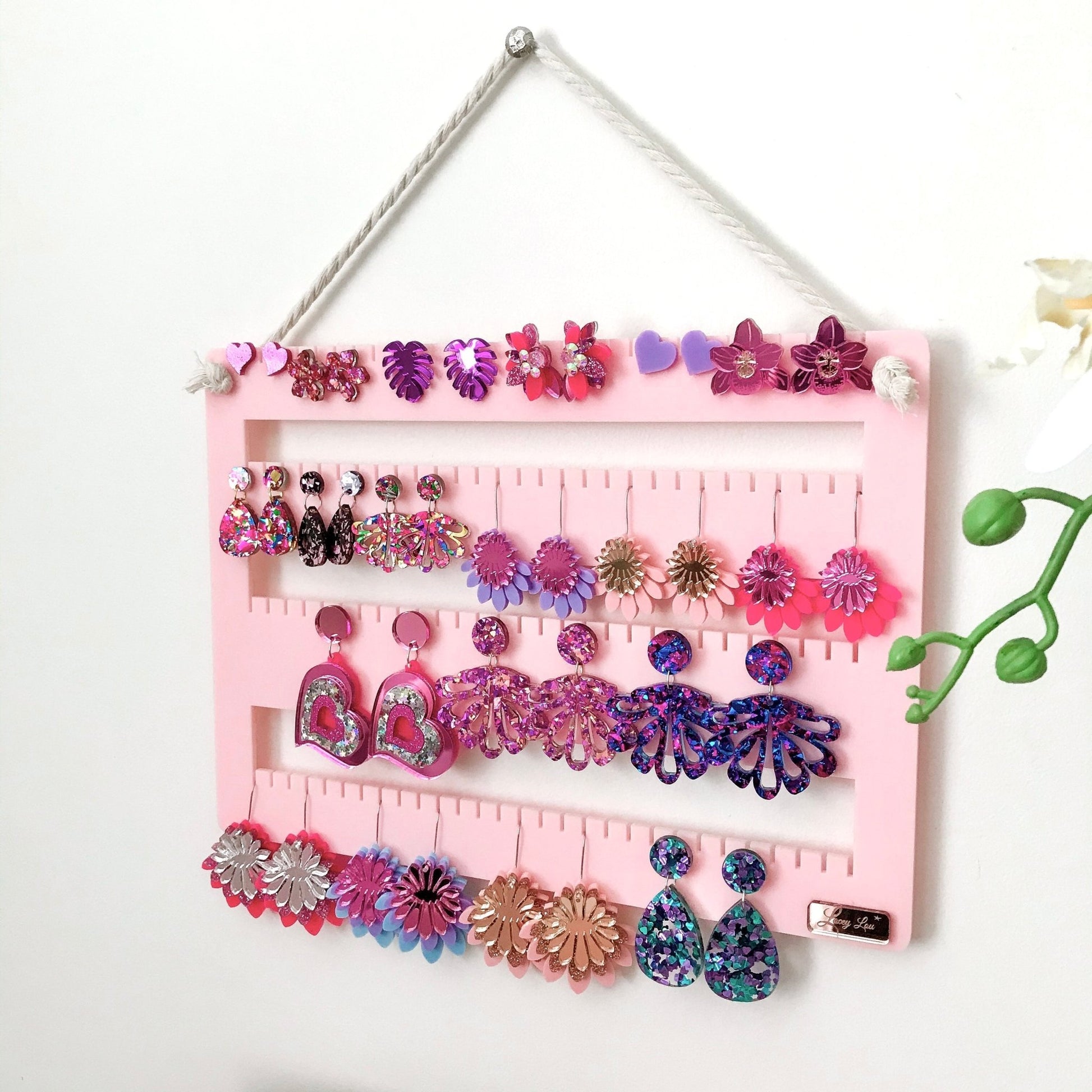 Large Hanging Earring Stand - Beige - Lacey Lou Sparkles