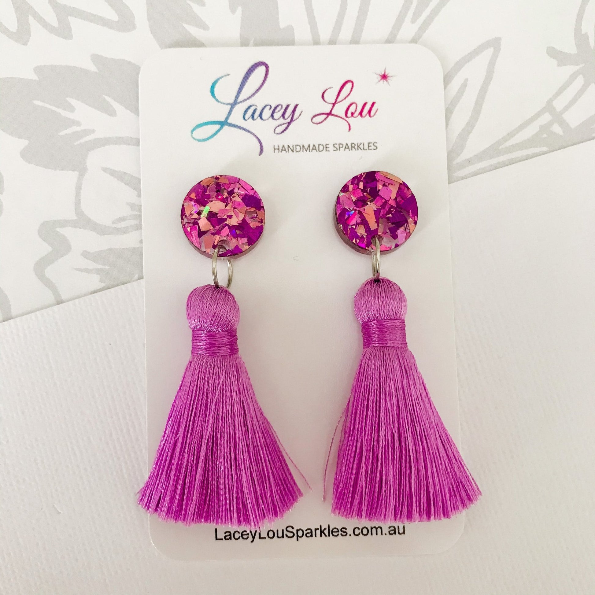 Large Silk Tassel Earring - Mauve - Lacey Lou Sparkles