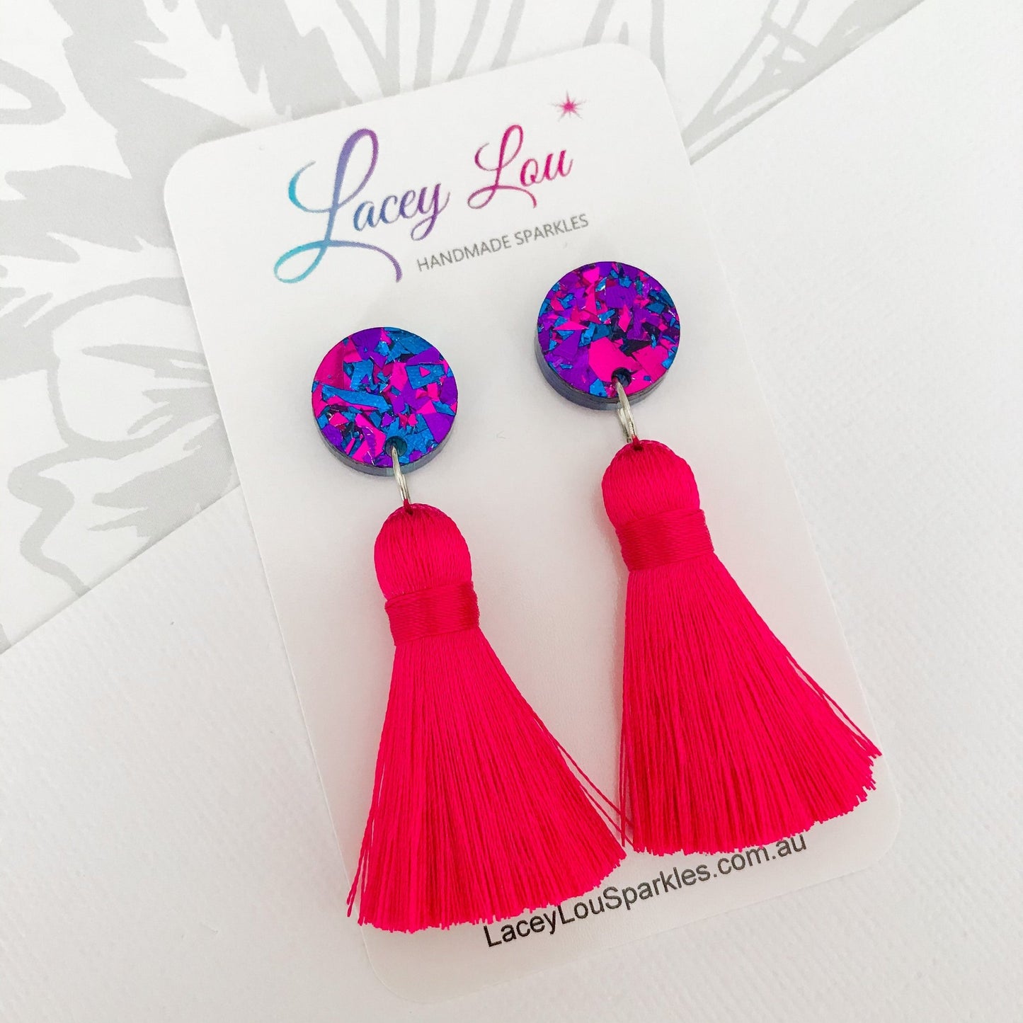 Large Silk Tassel Earrings - Hot Pink - Lacey Lou Sparkles
