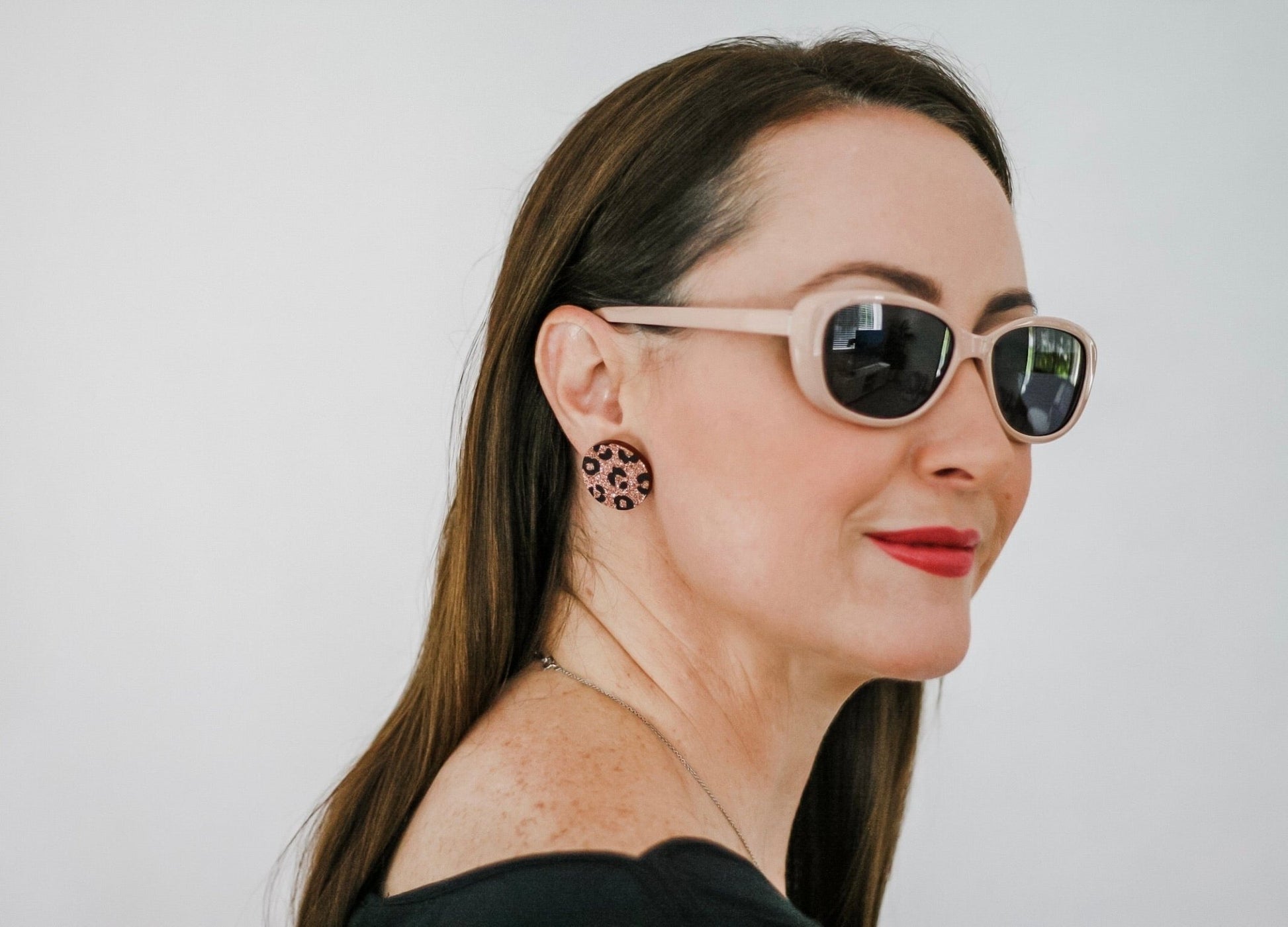 Leopard Print Studs - Emerald Green Glitter - Lacey Lou Sparkles