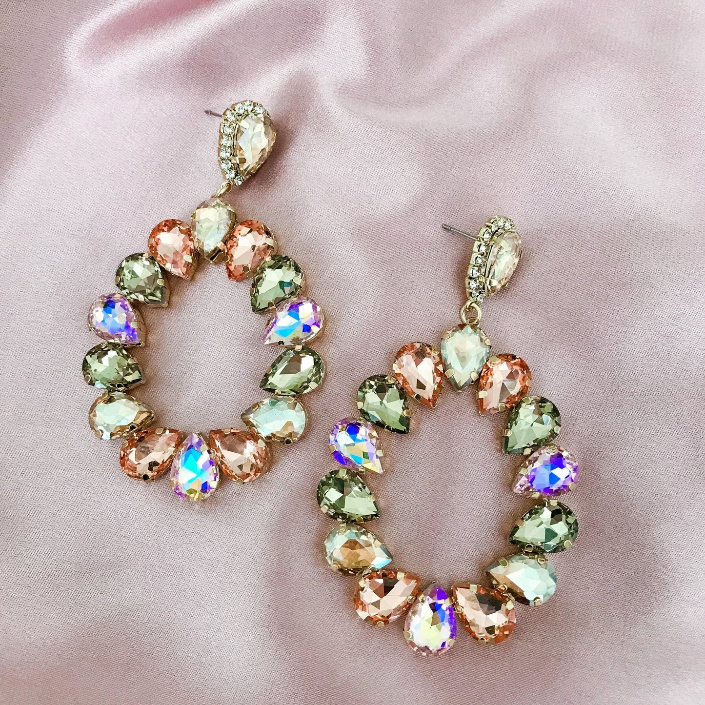 Liv Rhinestone Statement Dangles - Champagne - Lacey Lou Sparkles