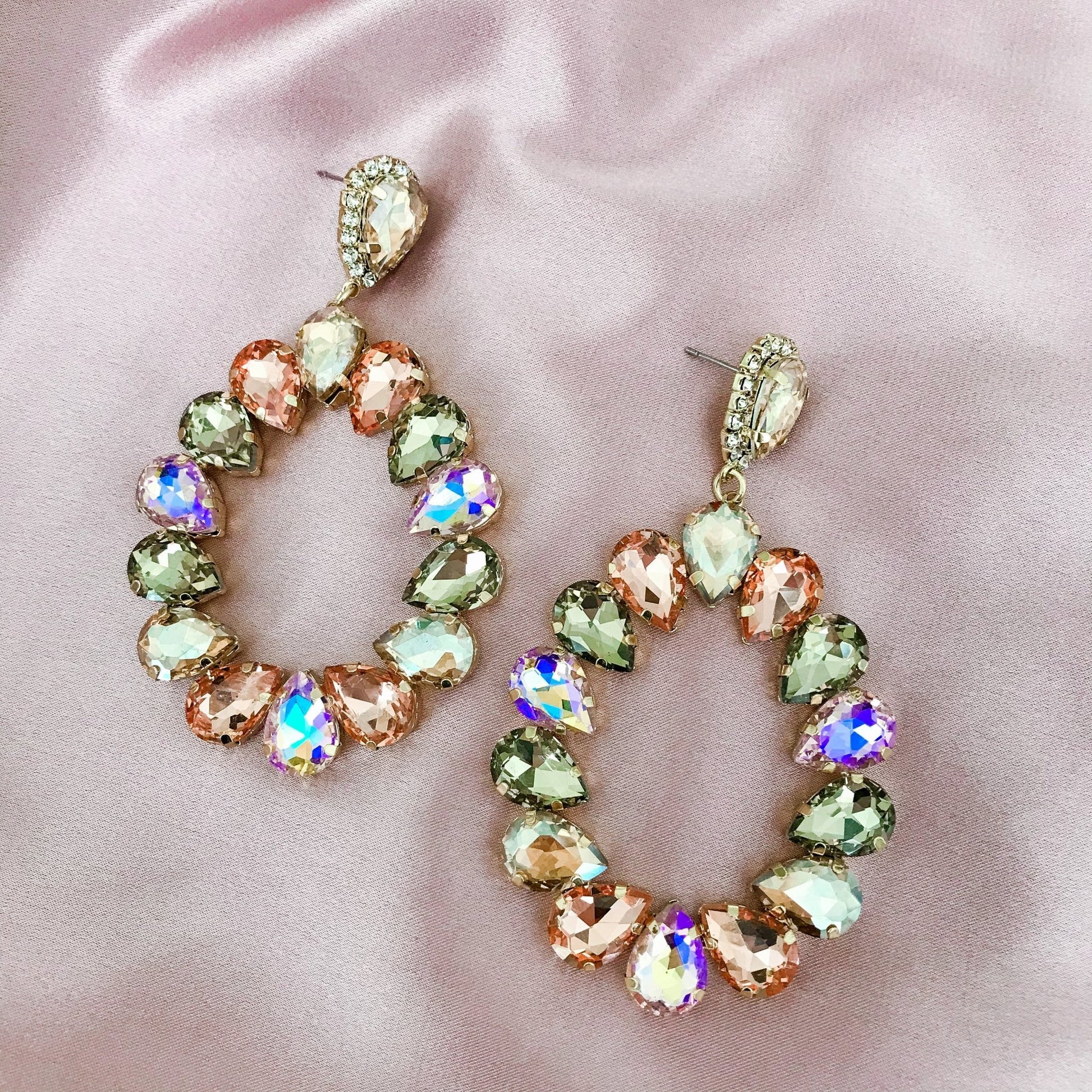 Liv Rhinestone Statement Dangles - Champagne - Lacey Lou Sparkles