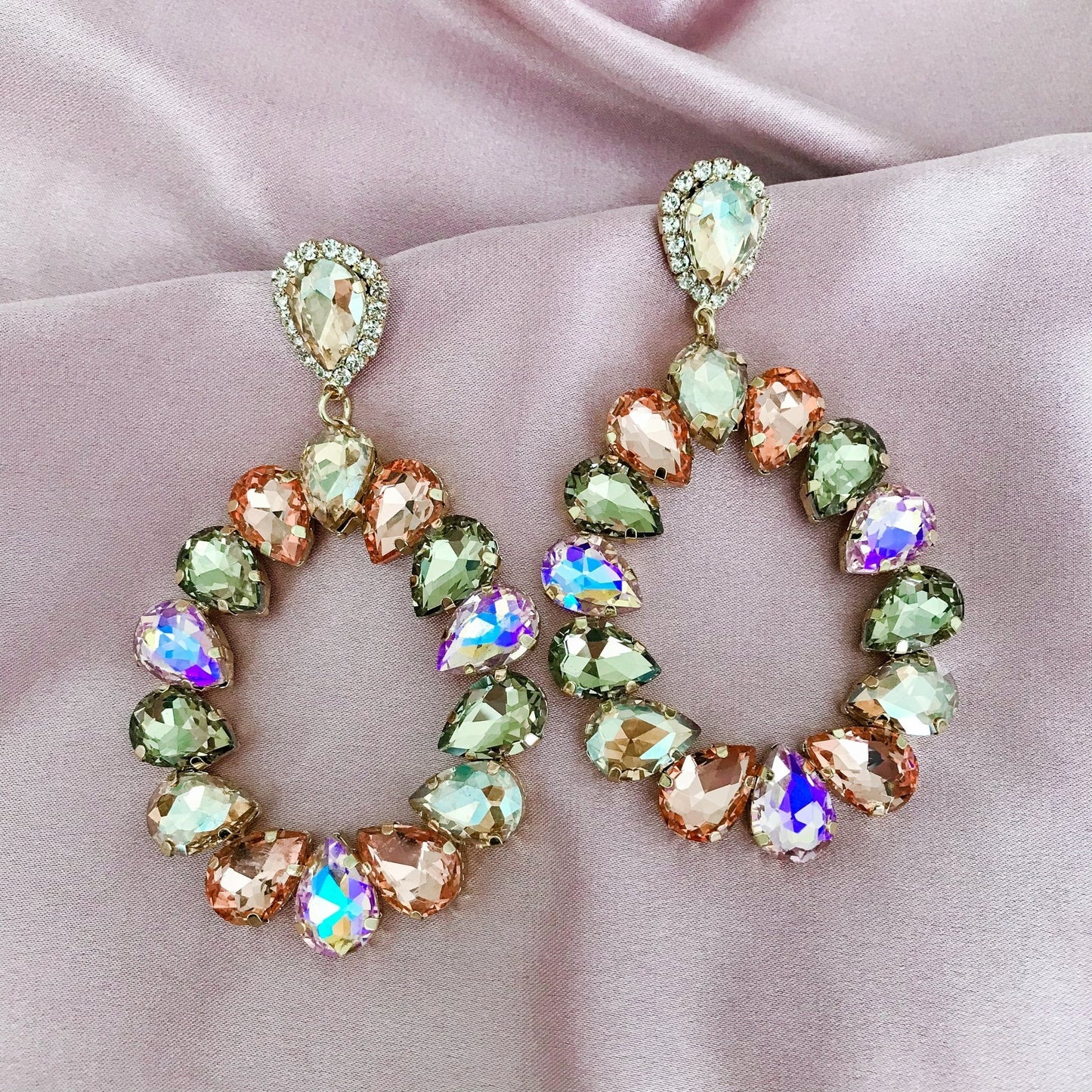 Liv Rhinestone Statement Dangles - Champagne - Lacey Lou Sparkles