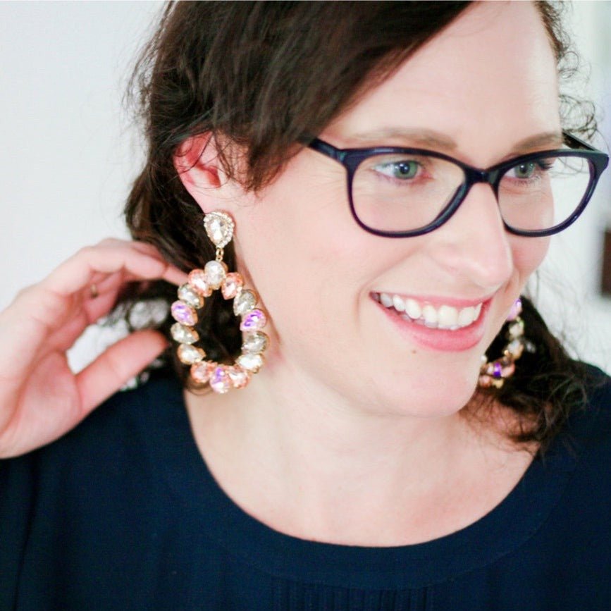 Liv Rhinestone Statement Dangles - Champagne - Lacey Lou Sparkles