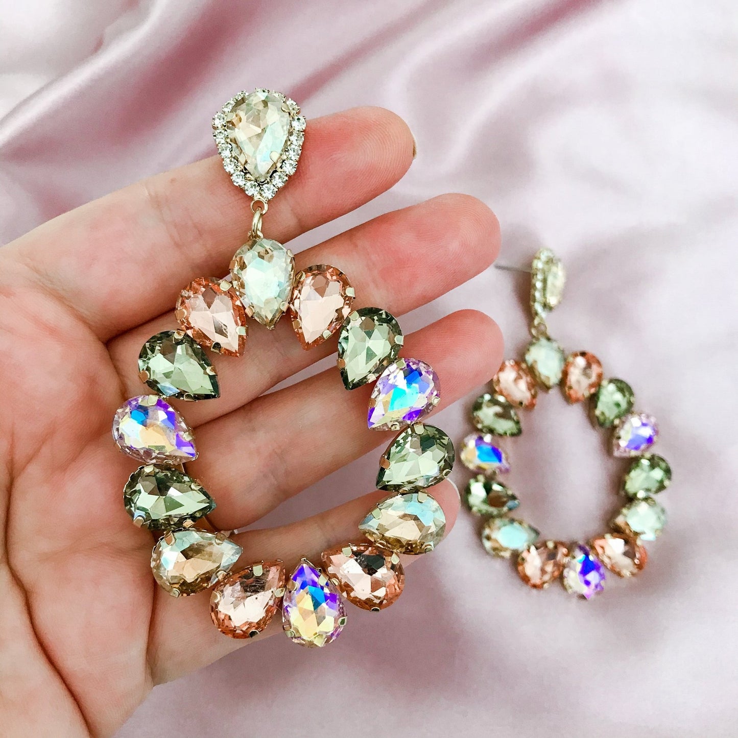 Liv Rhinestone Statement Dangles - Champagne - Lacey Lou Sparkles