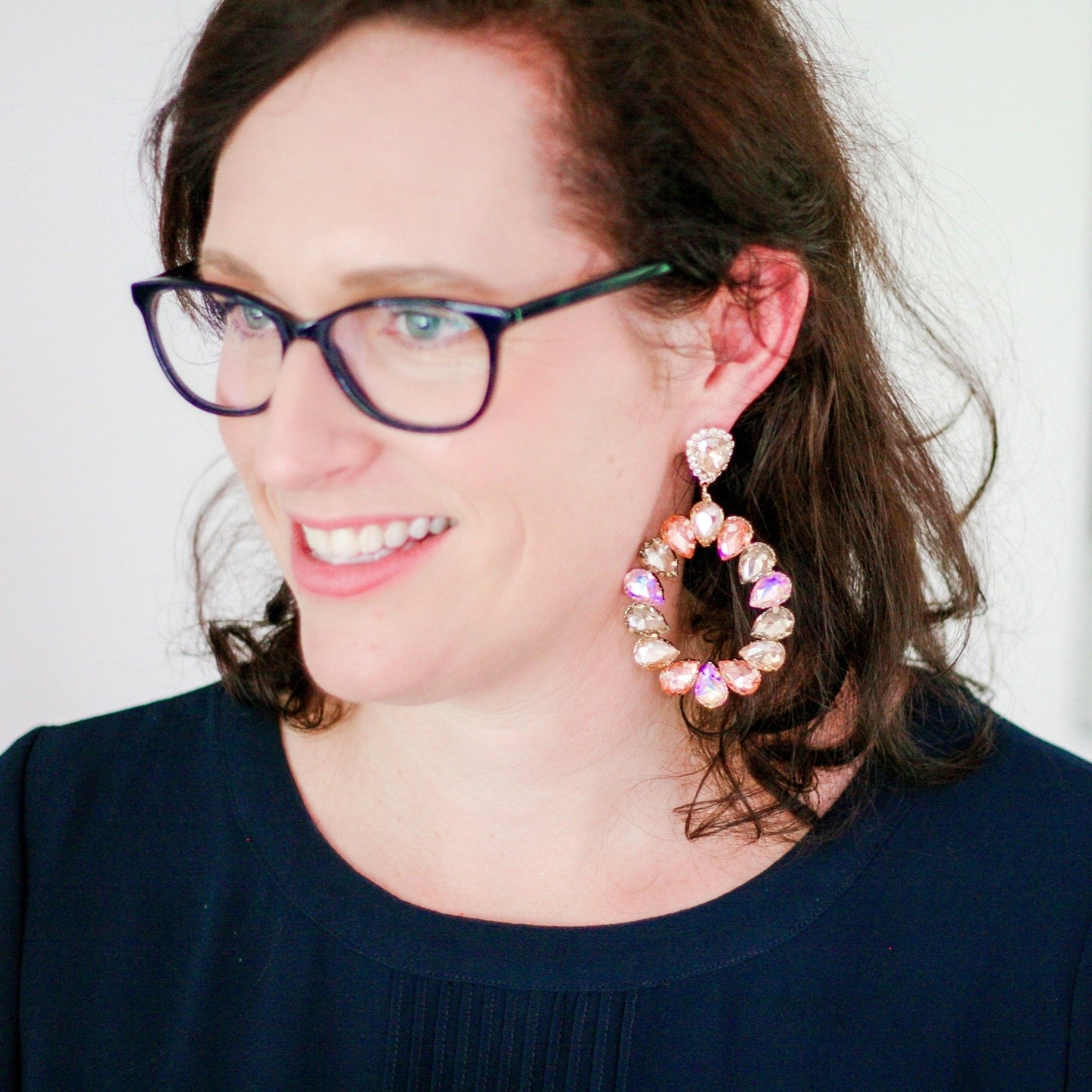 Liv Rhinestone Statement Dangles - Champagne - Lacey Lou Sparkles
