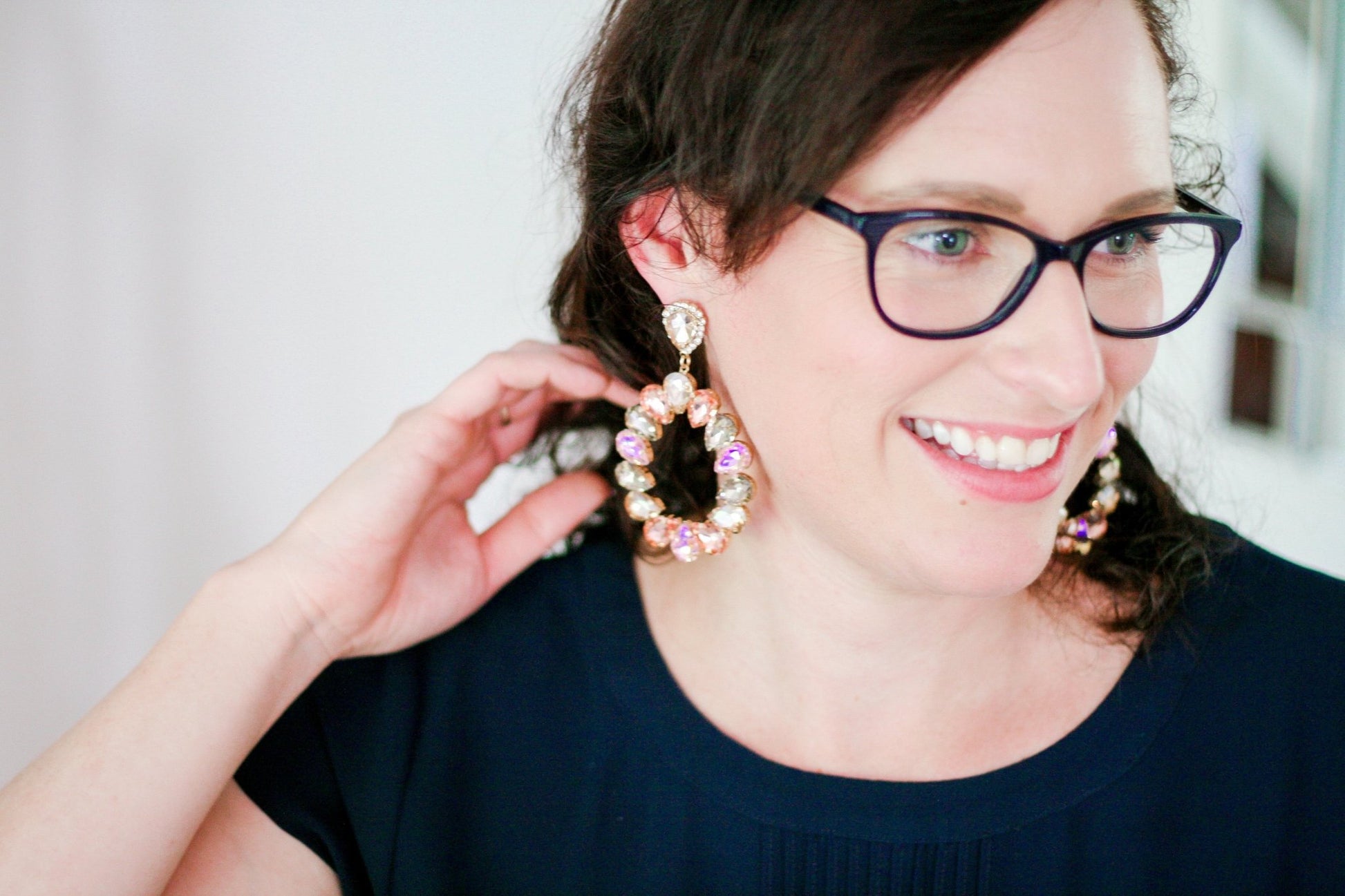 Liv Rhinestone Statement Dangles - Crystal - Lacey Lou Sparkles