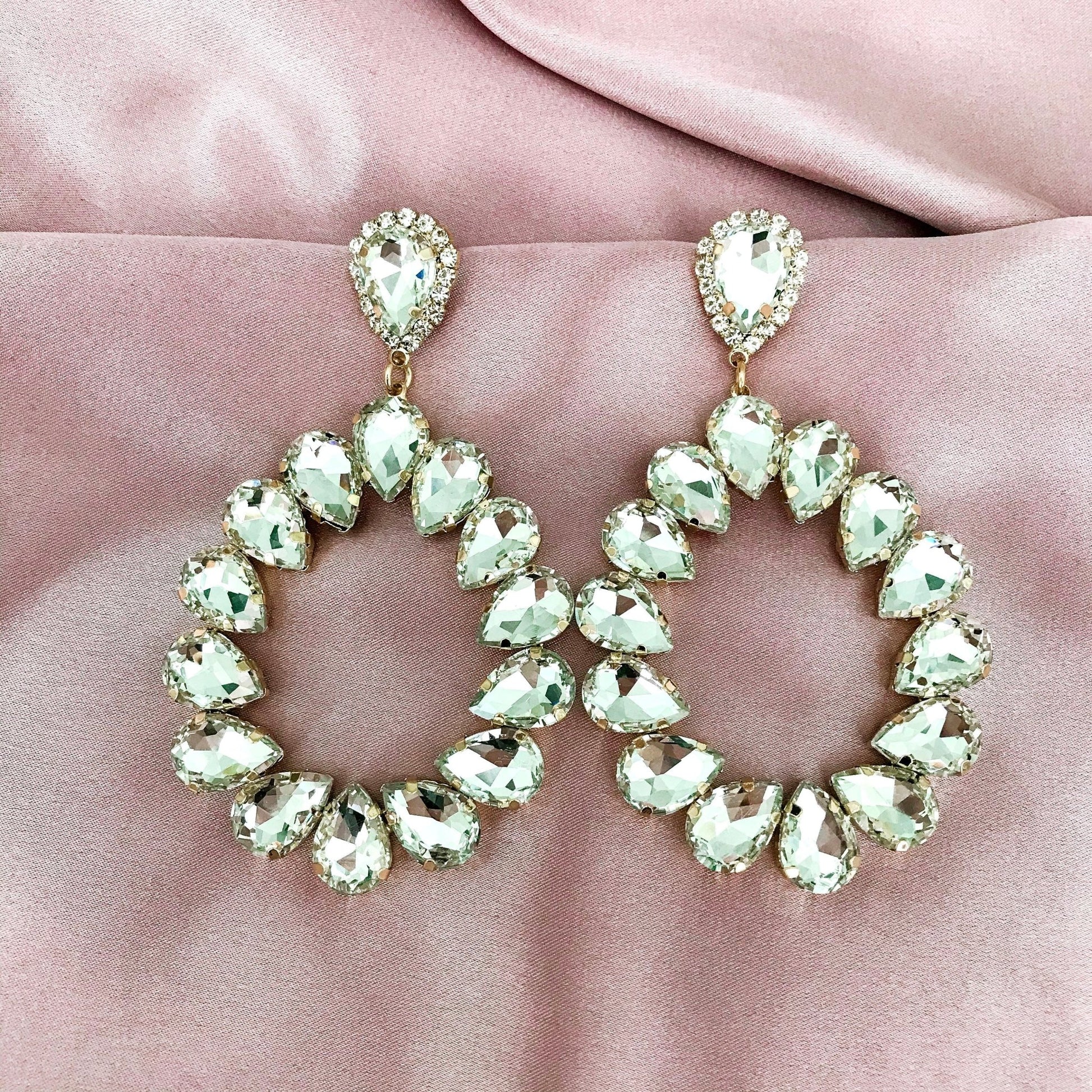 Liv Rhinestone Statement Dangles - Crystal - Lacey Lou Sparkles
